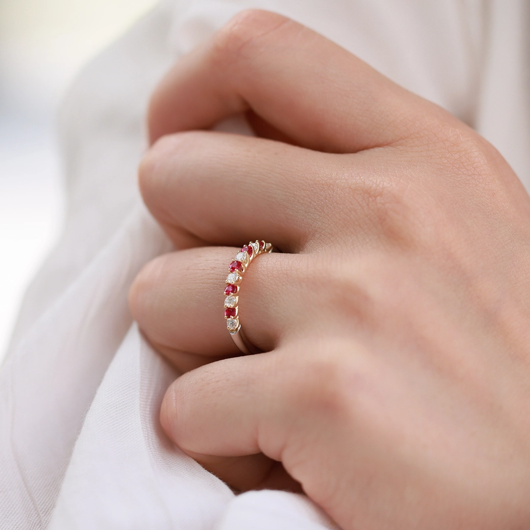 Anniversary Band Rings Pt950 18KYG Ruby Diamond Ring M74695DIRU