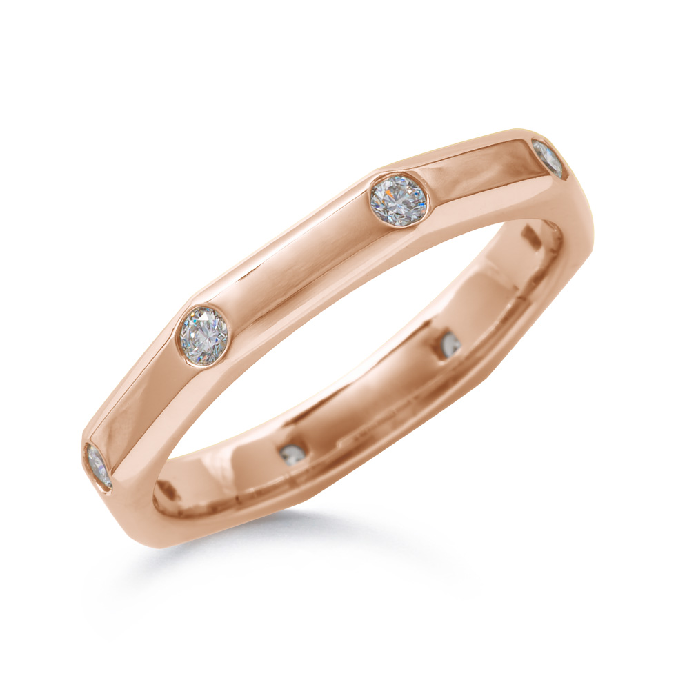 Ephesus 18KPG Octagon Diamond Ring R74218DI
