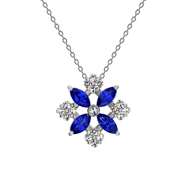 Pt950 Sapphire Diamond Pendant P23706DISA