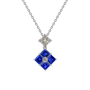 Pt950 Sapphire Diamond Pendant P23778DISA