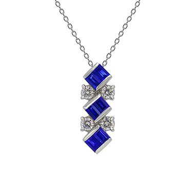 Pt950 Sapphire Diamond Pendant P32808DISA