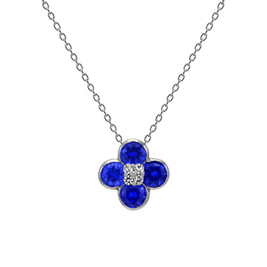 Pt950 Sapphire Diamond Pendant P33183DISA