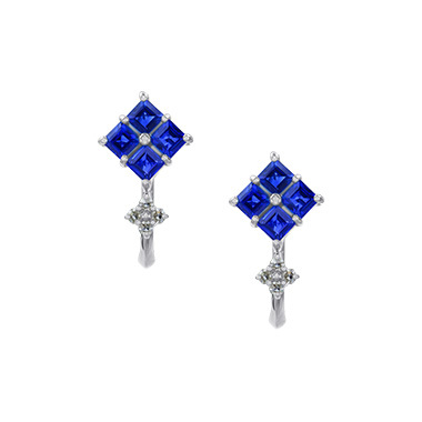 Pt950 Sapphire Diamond Earrings P51642DISA
