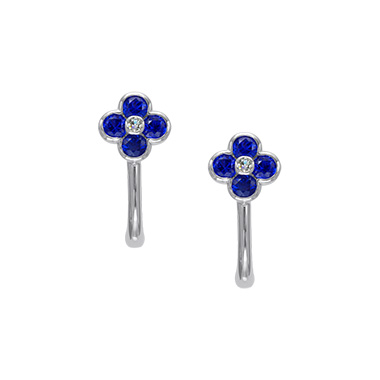 Pt950 Sapphire Diamond Earrings P51645DISA