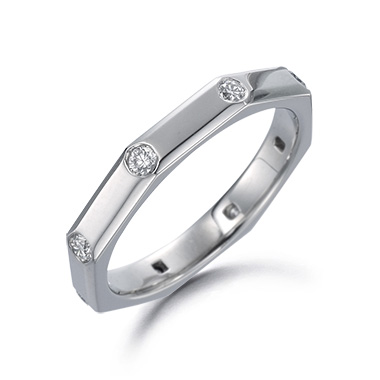 Pt950 Octagon Diamond Ring P74218DI