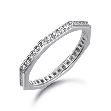 Pt950 Octagon Diamond Ring P74554DI
